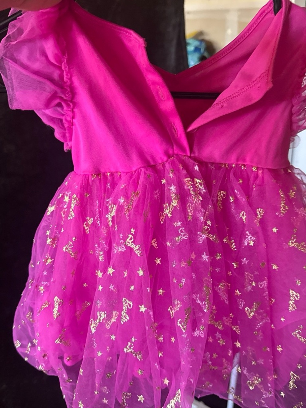 Barbie Hot Pink Tulle Dress with Gold Glitter Stars
